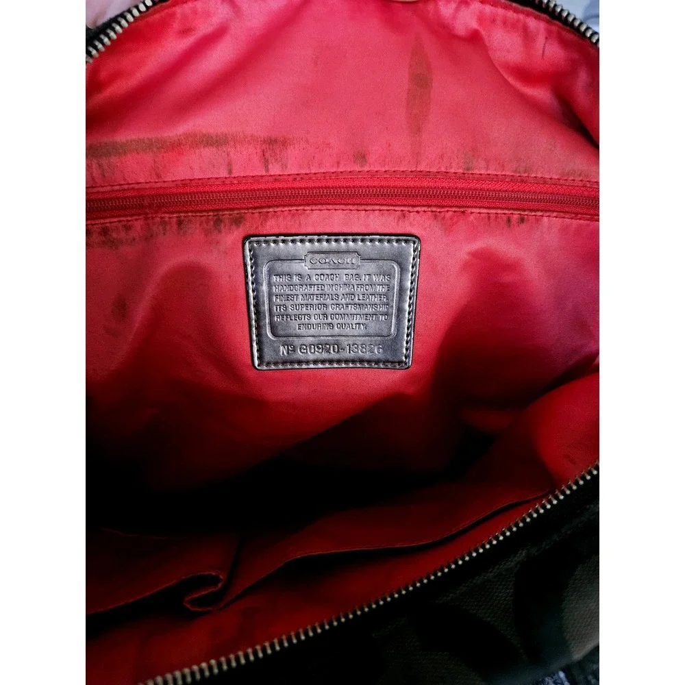 Coach Poppy‎ Signature Sateen Spotlight Tote Womens Large Black Grey Logo Y2K